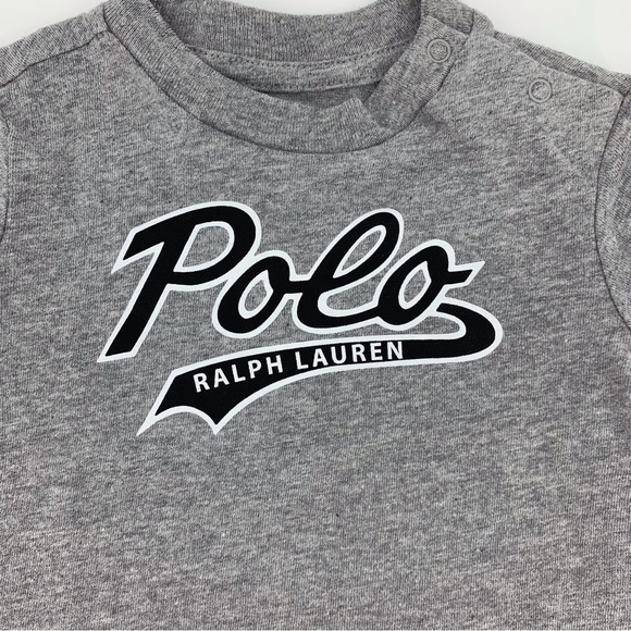 Ralph Lauren NWT Infant Heather Grey Script 'Polo' Logo Short Sleeve Tee, 3M - Picture 7 of 14